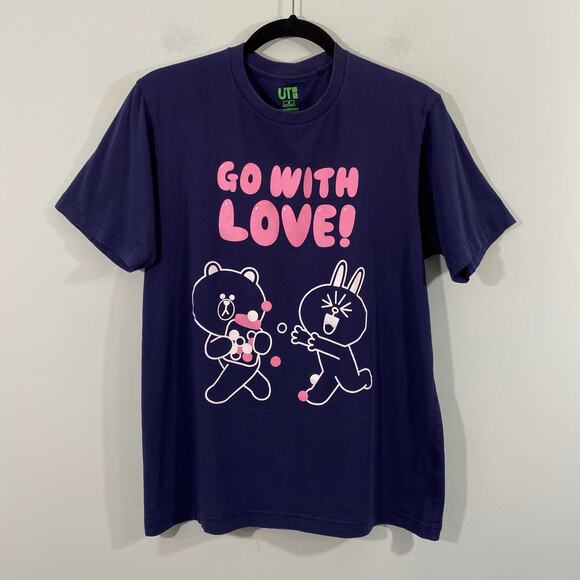 Uniqlo Tops - Uniqlo X Line Friends Women Navy "Go With Love" Short Sleeve Graphics Tee Size M